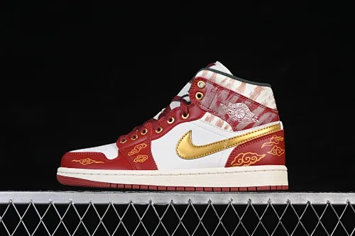 All Categories Air Jordan Jordan Series Basketball Shoes Air Jordan 1 Mid Air Jordan 1 Mid AJ1 Joe 1 Year of the Horse Limited Chinese Cultural Leisure Sneakers DQ8426-105